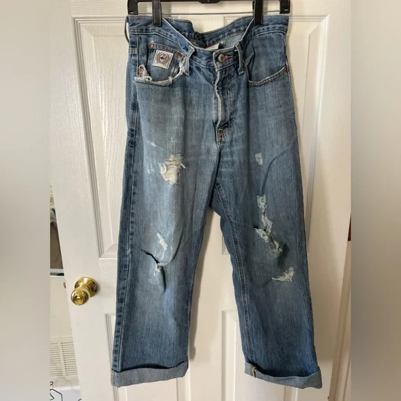 Cinch Relaxed Fit Distressed Blue Jeans Hand distressed - Picture 1 of 5